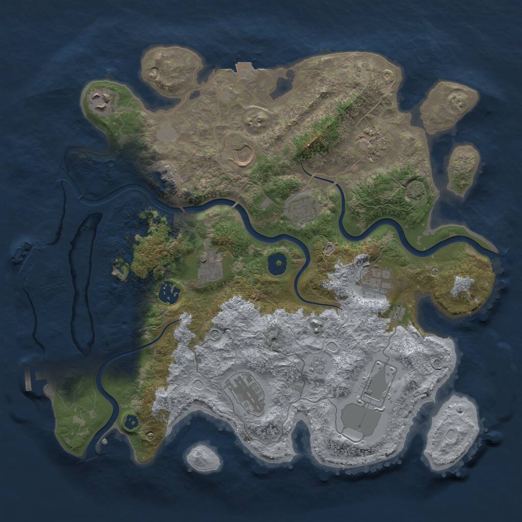 Rust Map: Procedural Map, Size: 3700, Seed: 1985414, 16 Monuments