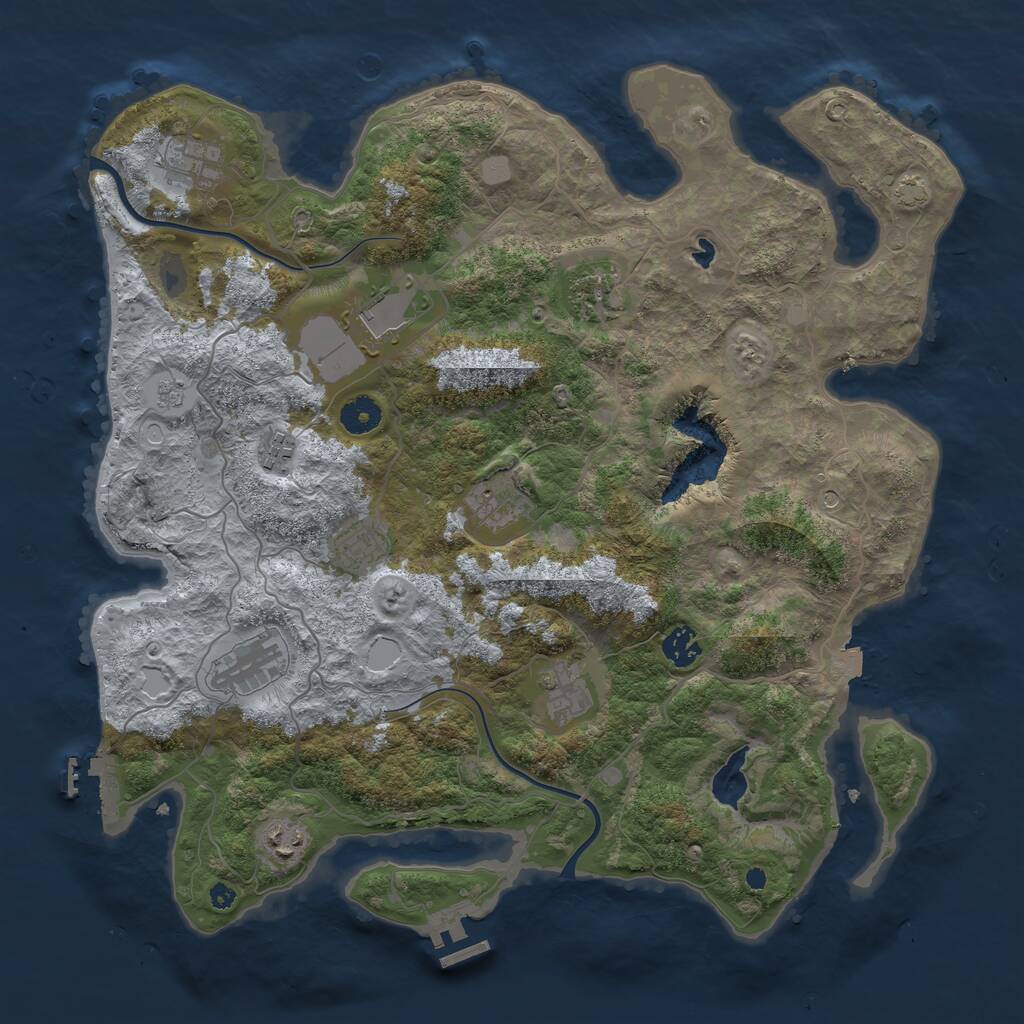 Rust Map: Procedural Map, Size: 4000, Seed: 153564, 16 Monuments