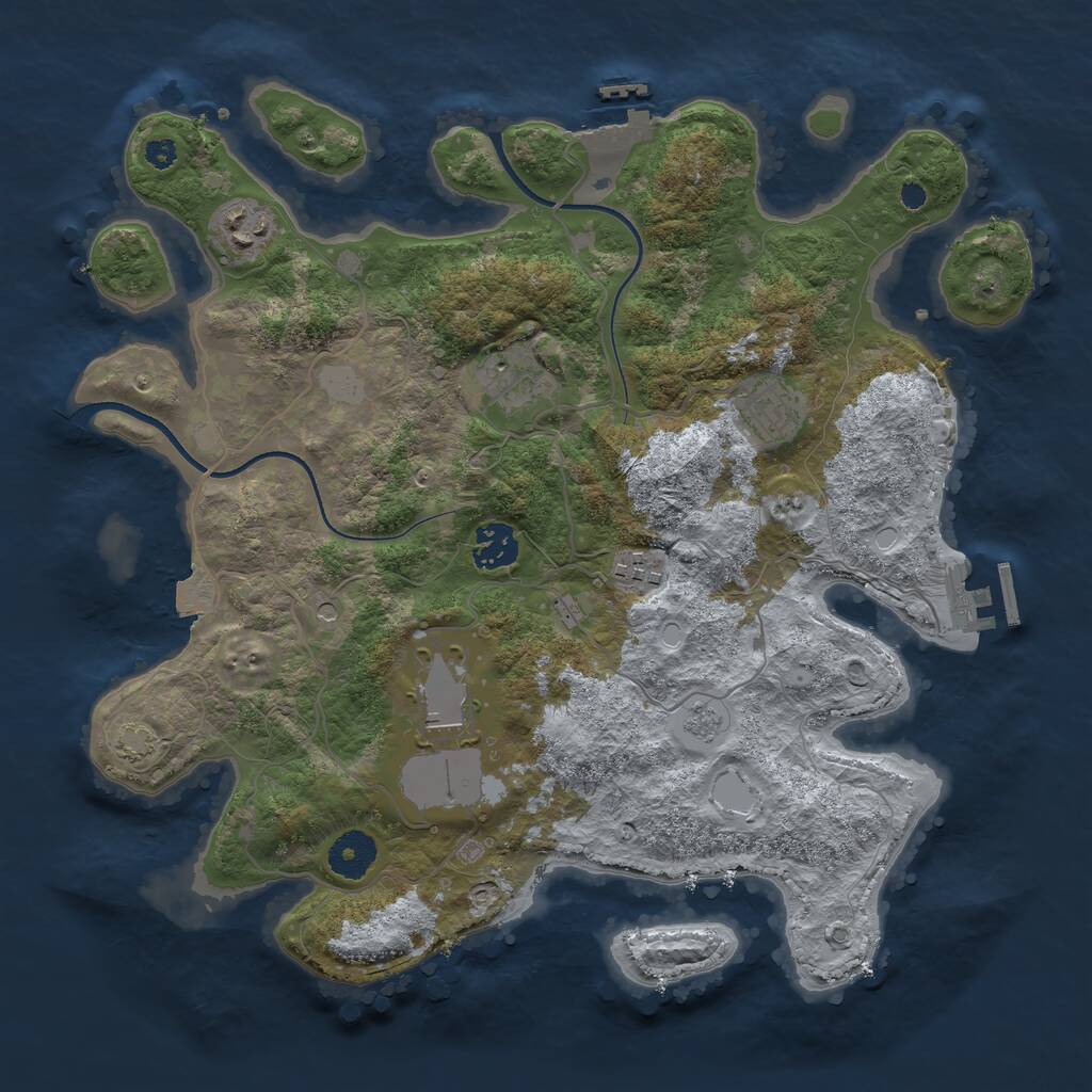 Rust Map: Procedural Map, Size: 3500, Seed: 519218, 12 Monuments