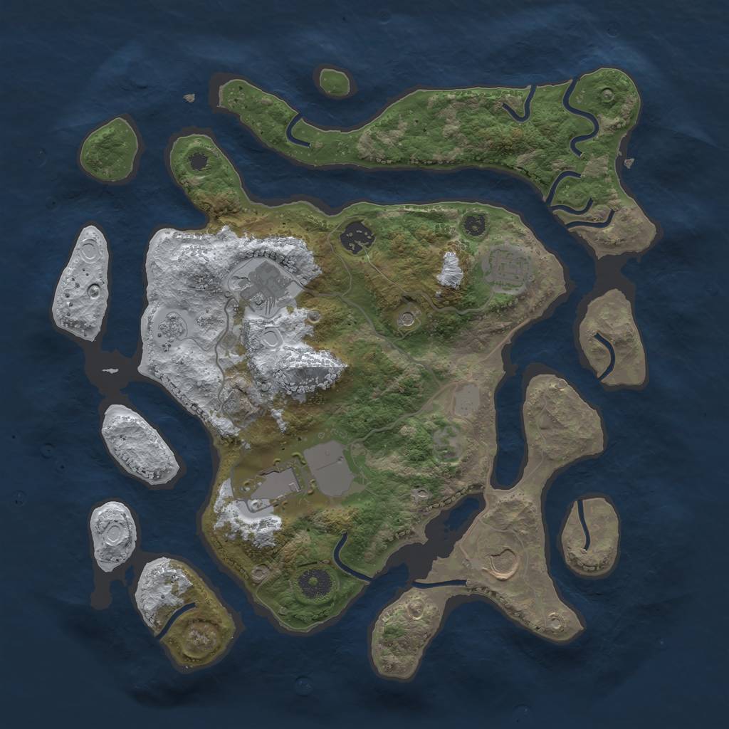 Rust Map: Procedural Map, Size: 3500, Seed: 3111599, 12 Monuments
