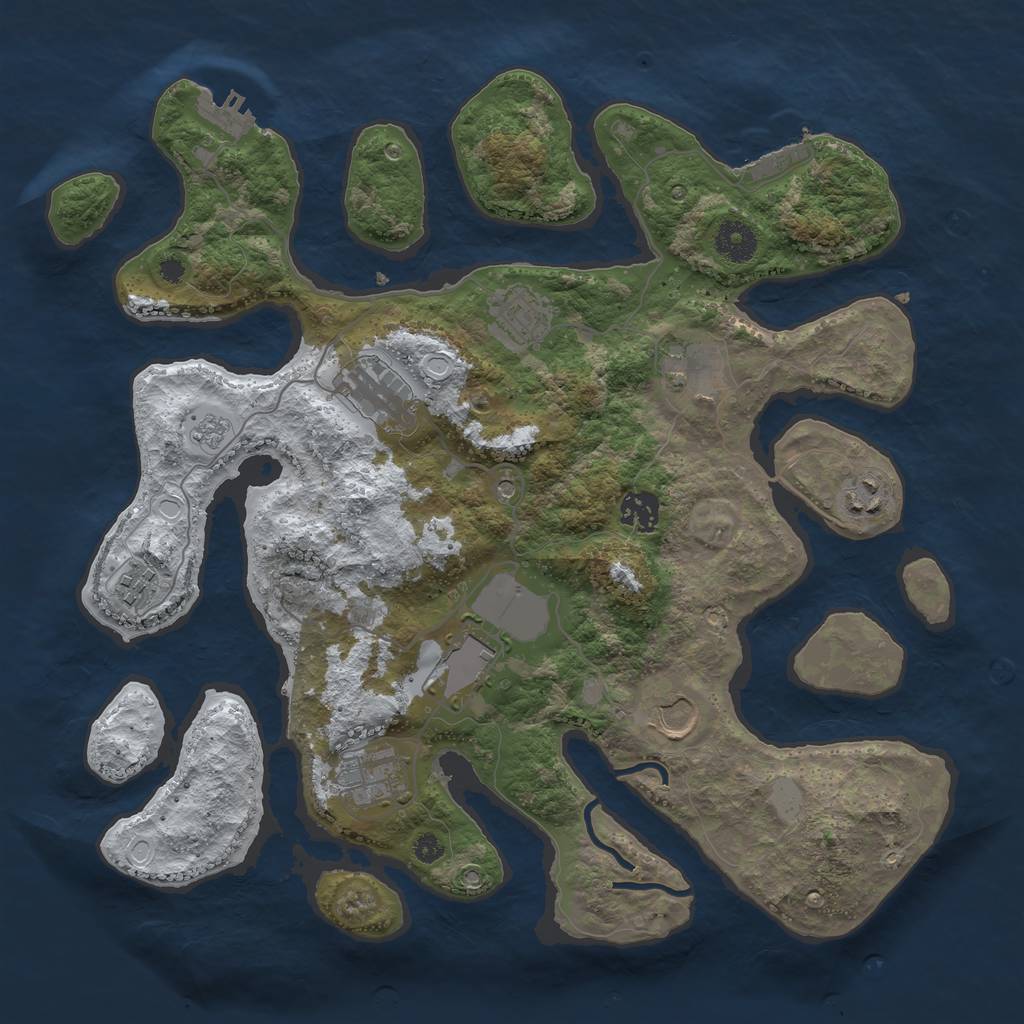 Rust Map: Procedural Map, Size: 3700, Seed: 5257085, 18 Monuments