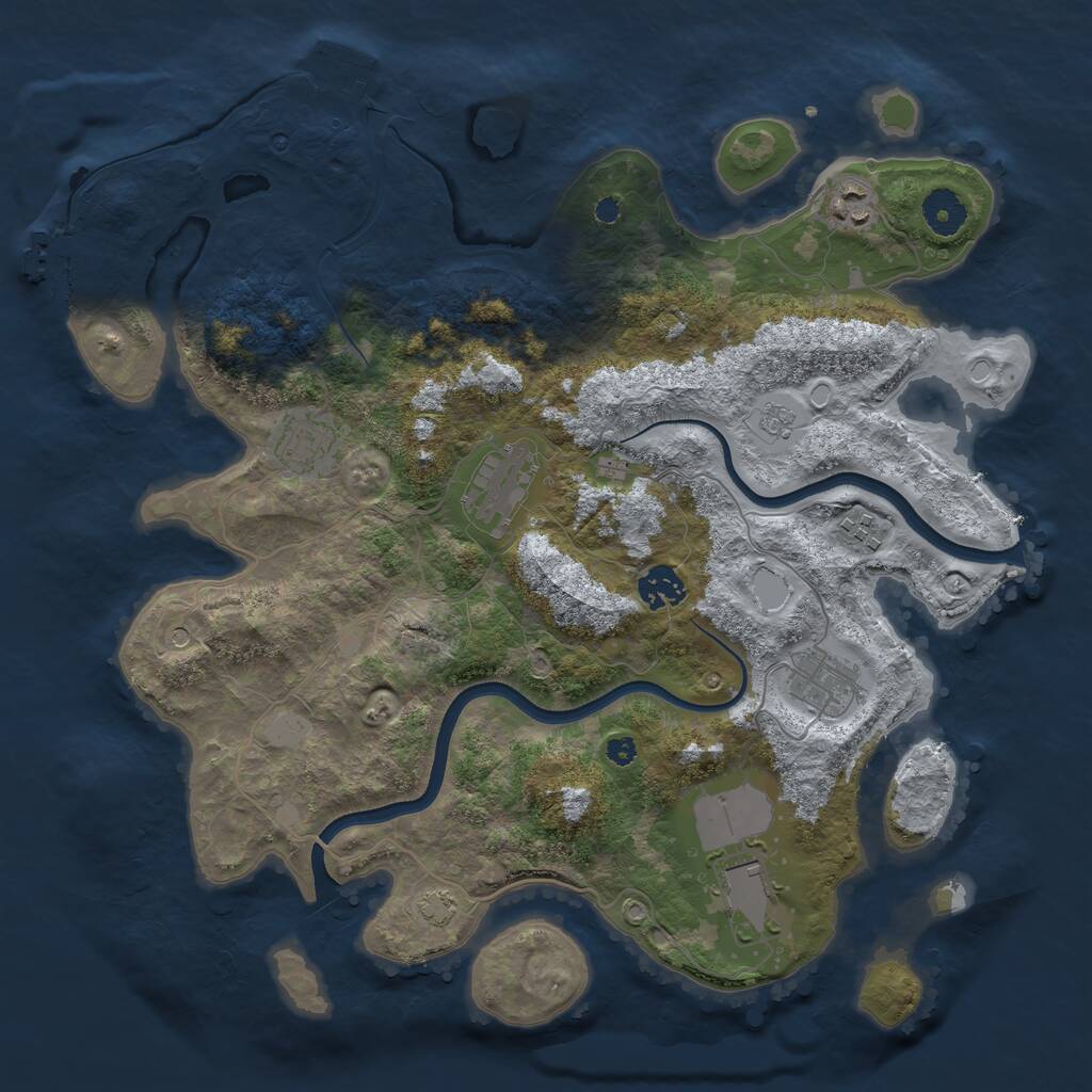 Rust Map: Procedural Map, Size: 3700, Seed: 3786937, 13 Monuments