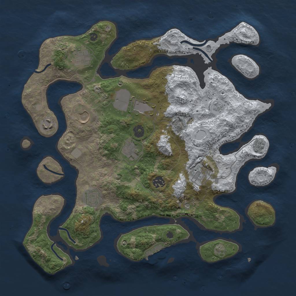 Rust Map: Procedural Map, Size: 3700, Seed: 2580506, 17 Monuments