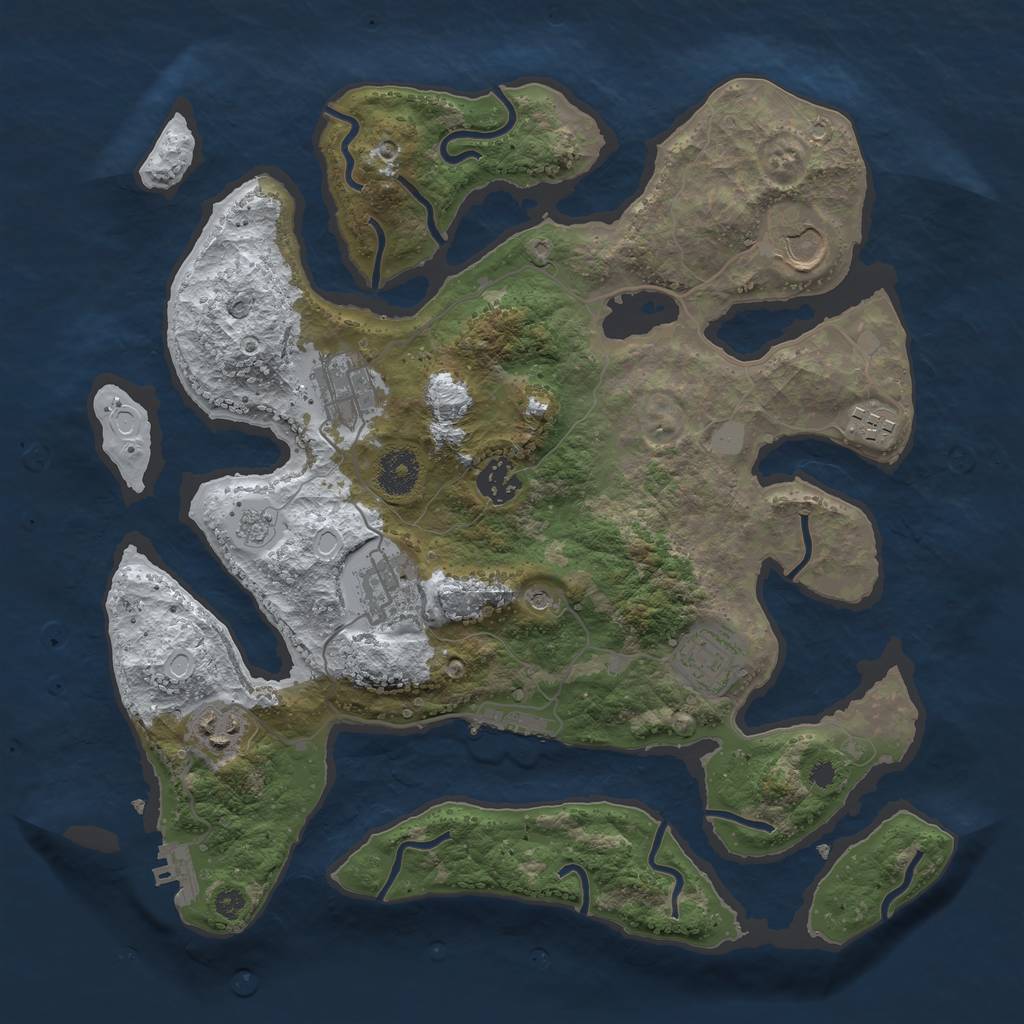 Rust Map: Procedural Map, Size: 3500, Seed: 32767004, 16 Monuments