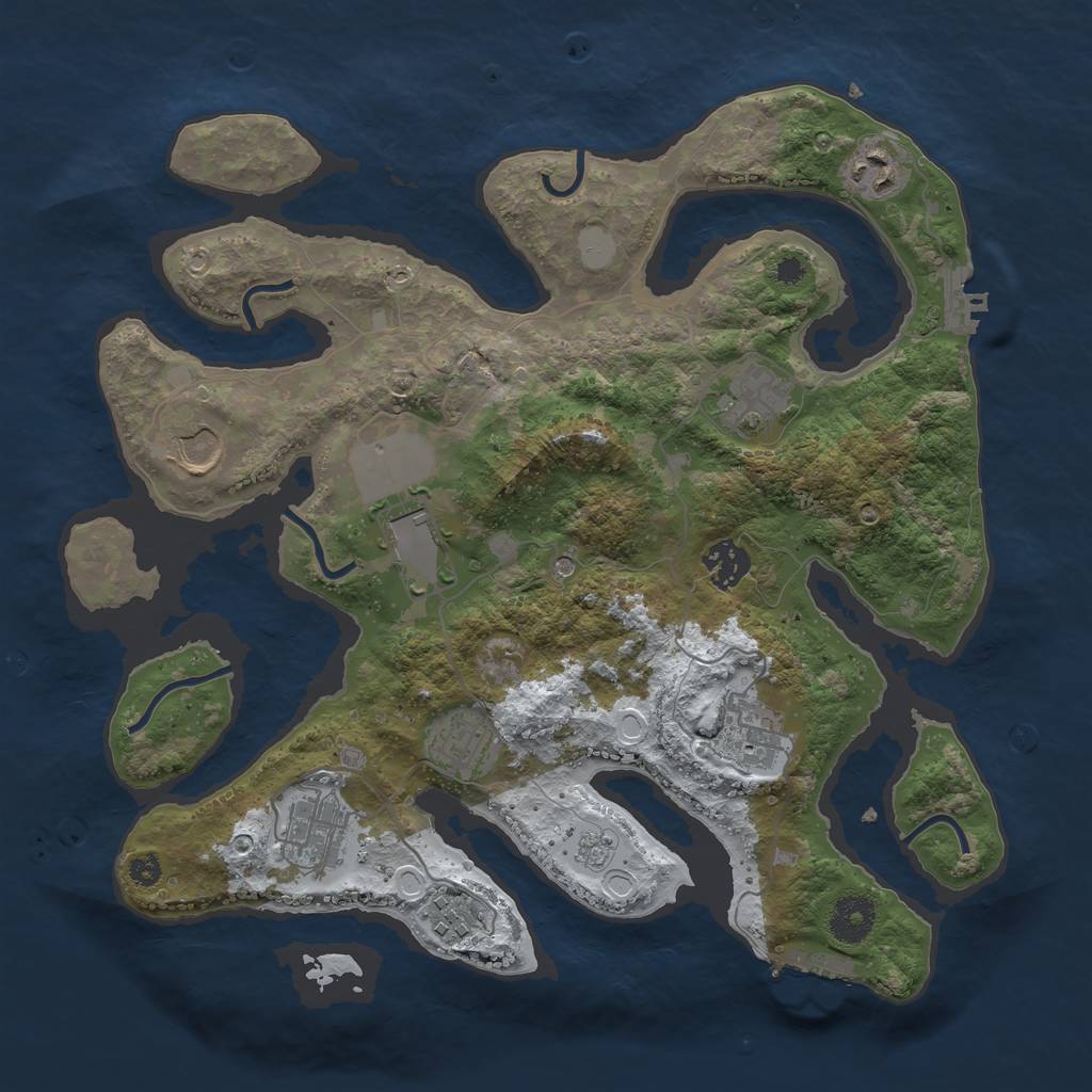Rust Map: Procedural Map, Size: 3500, Seed: 891344, 18 Monuments