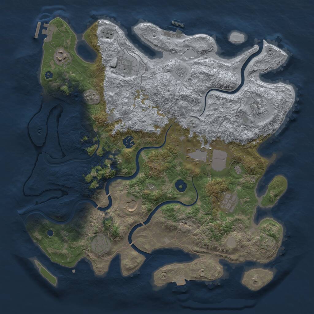 Rust Map: Procedural Map, Size: 3950, Seed: 1780431562, 15 Monuments