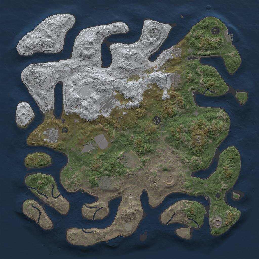 Rust Map: Procedural Map, Size: 4500, Seed: 1458412685, 20 Monuments
