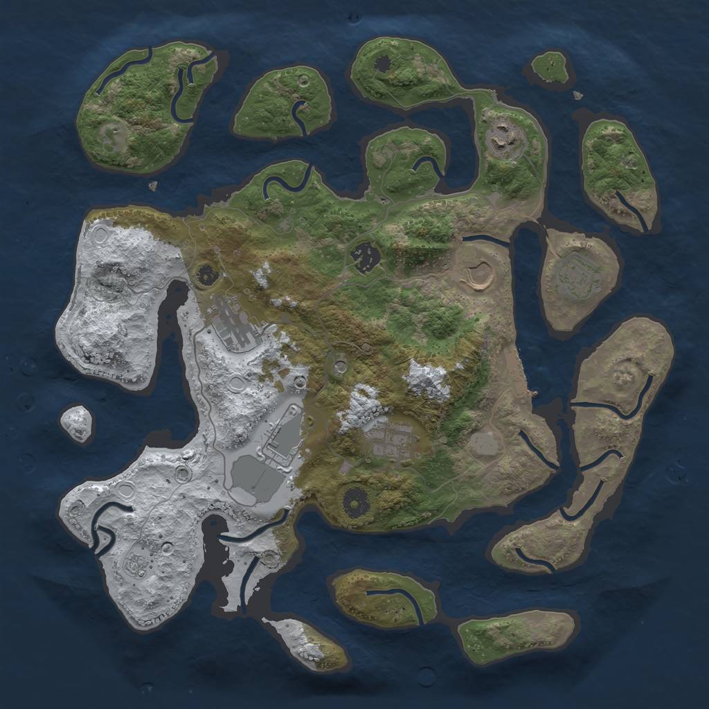 Rust Map: Procedural Map, Size: 3700, Seed: 5810737, 15 Monuments
