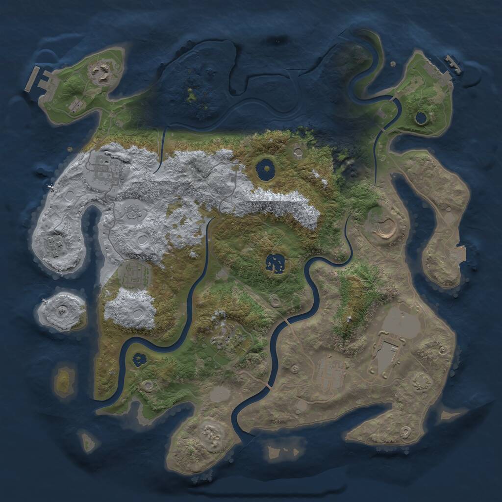 Rust Map: Procedural Map, Size: 3700, Seed: 771459, 15 Monuments