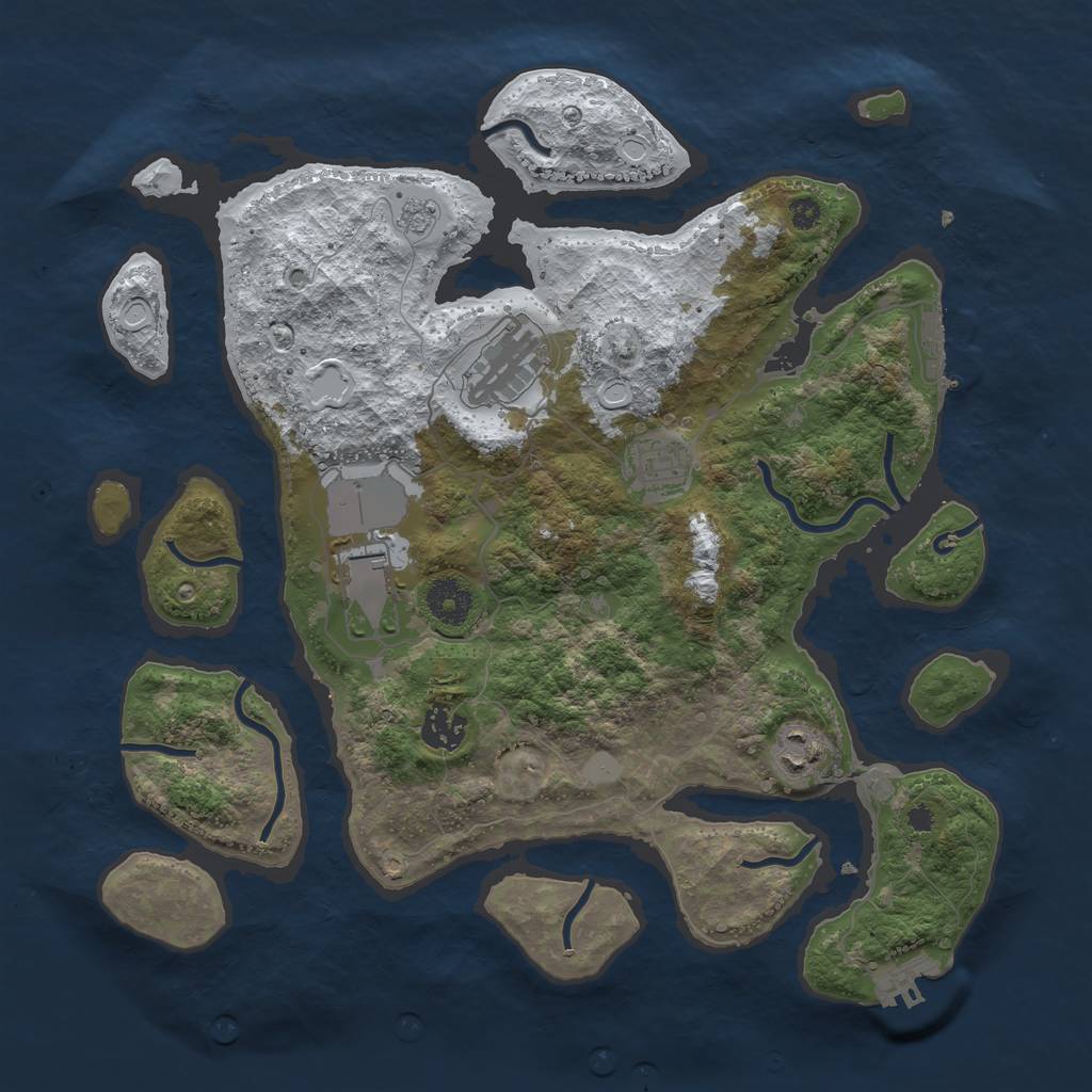 Rust Map: Procedural Map, Size: 3550, Seed: 2327234, 13 Monuments