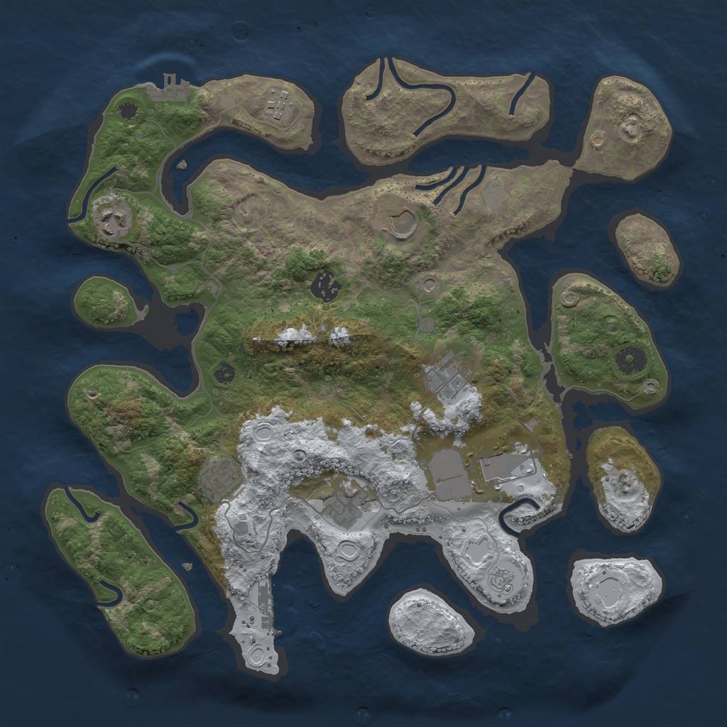 Rust Map: Procedural Map, Size: 3700, Seed: 635721, 17 Monuments
