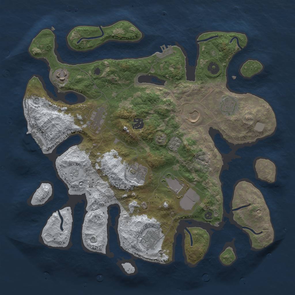 Rust Map: Procedural Map, Size: 3700, Seed: 3602384, 18 Monuments