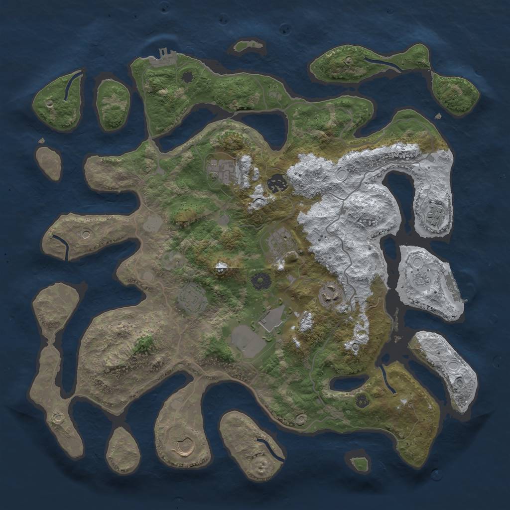 Rust Map: Procedural Map, Size: 4000, Seed: 492677, 17 Monuments
