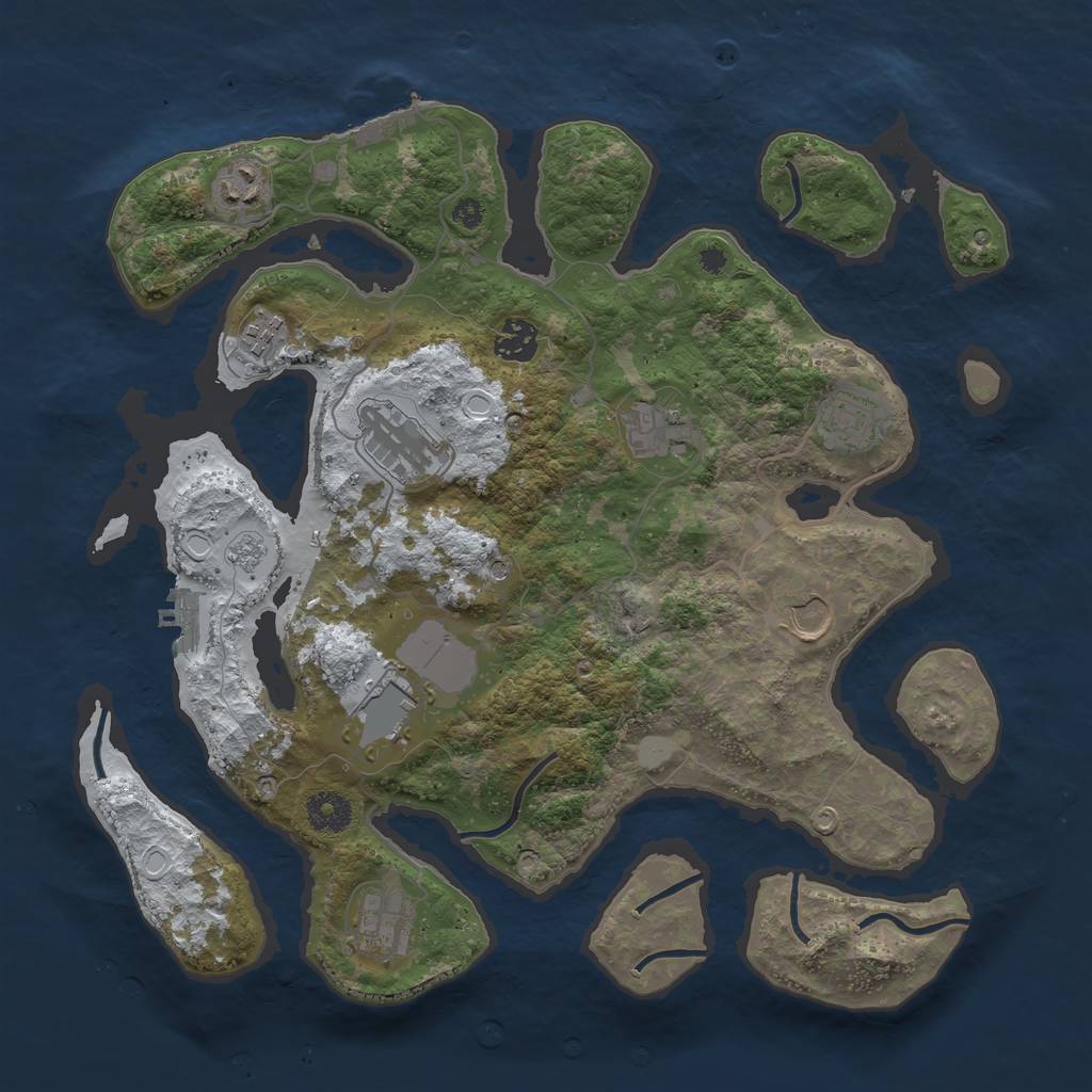 Rust Map: Procedural Map, Size: 3700, Seed: 2297822, 18 Monuments