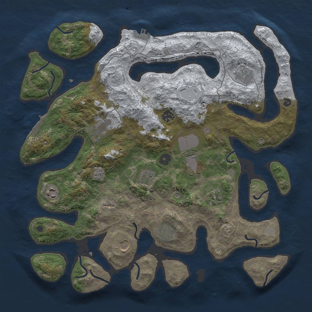 Rust Map: Procedural Map, Size: 4000, Seed: 34231347, 19 Monuments