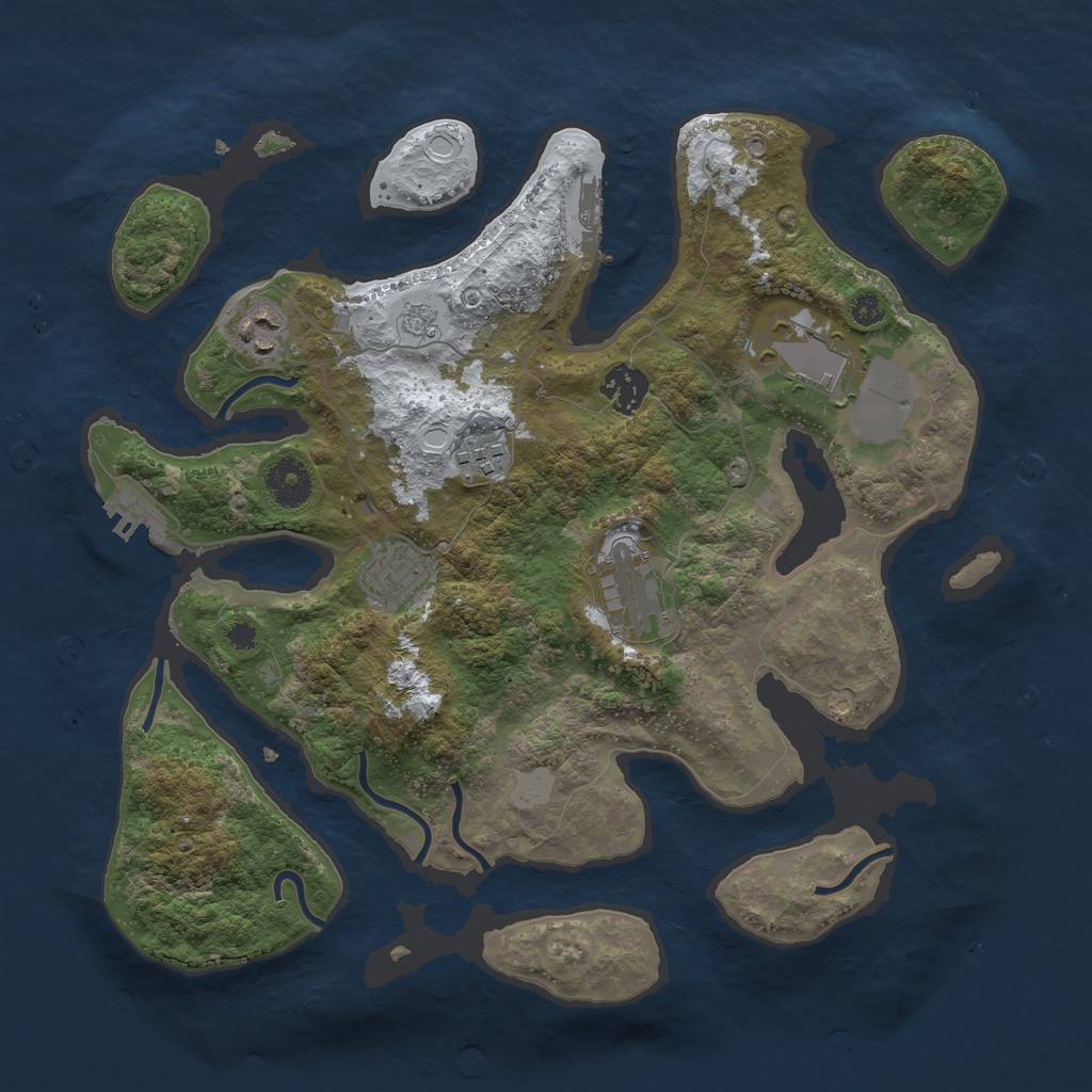 Rust Map: Procedural Map, Size: 3500, Seed: 5936396, 14 Monuments