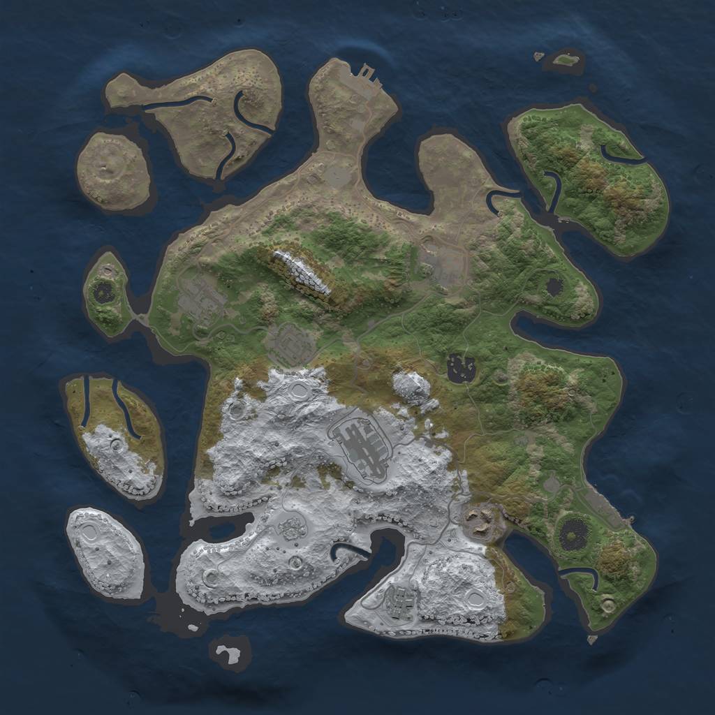 Rust Map: Procedural Map, Size: 3500, Seed: 844684310, 15 Monuments