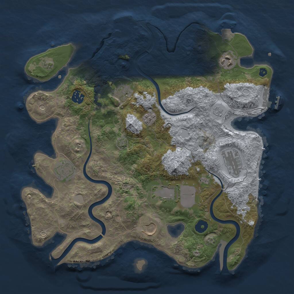 Rust Map: Procedural Map, Size: 3500, Seed: 3161132, 14 Monuments