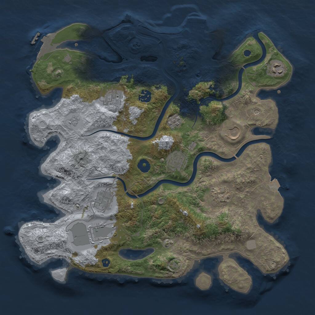 Rust Map: Procedural Map, Size: 3700, Seed: 6058611, 15 Monuments