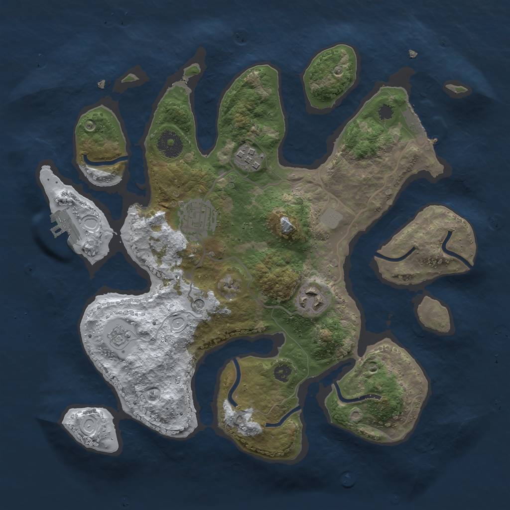 Rust Map: Procedural Map, Size: 3000, Seed: 7345, 12 Monuments