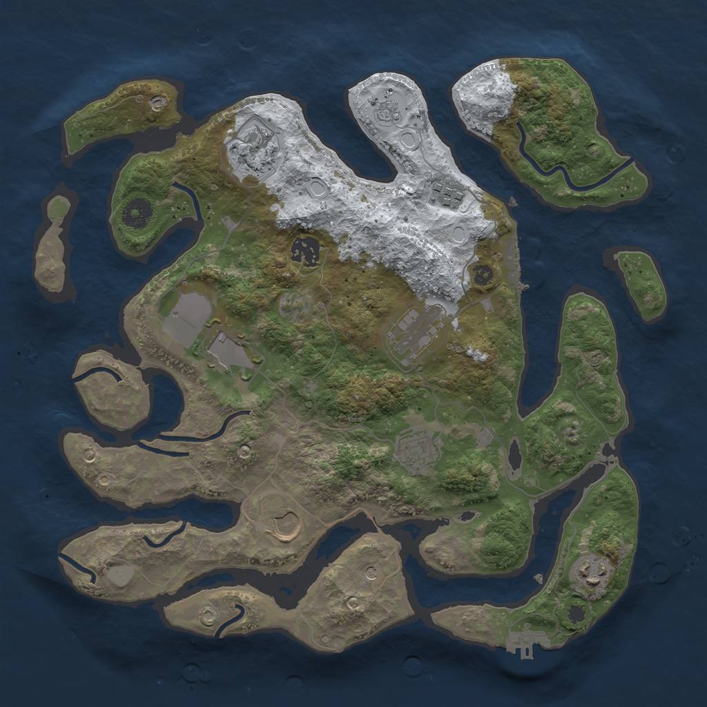 Rust Map: Procedural Map, Size: 3500, Seed: 4144750, 17 Monuments