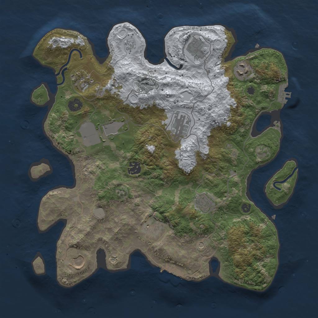 Rust Map: Procedural Map, Size: 3500, Seed: 5332284, 18 Monuments