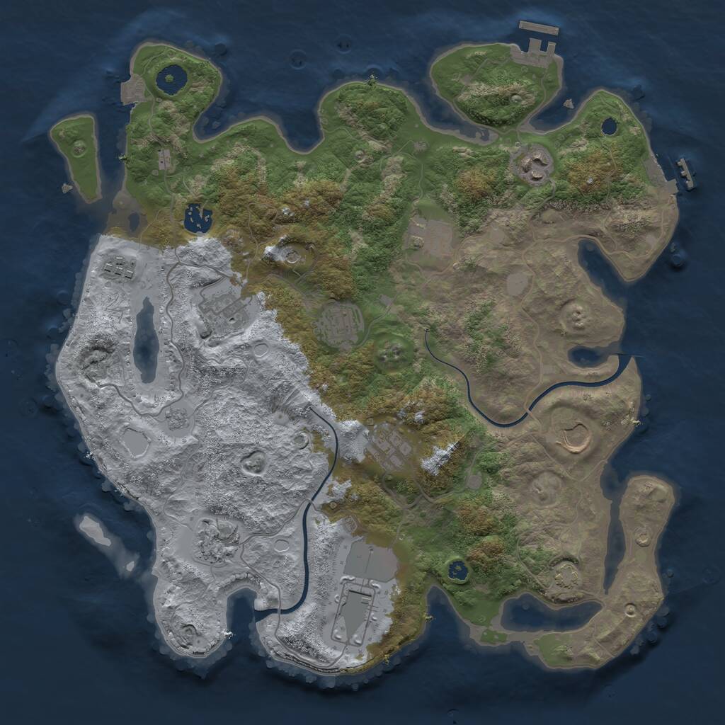 Rust Map: Procedural Map, Size: 3700, Seed: 2359833, 16 Monuments