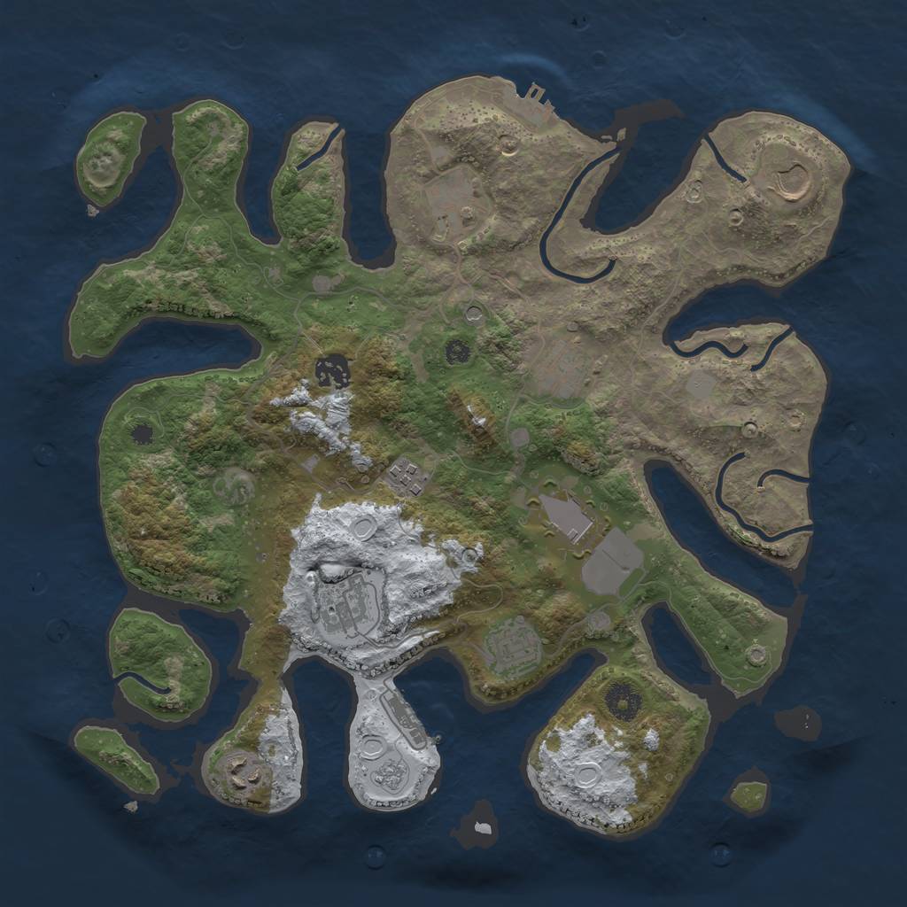 Rust Map: Procedural Map, Size: 3700, Seed: 1684022, 18 Monuments