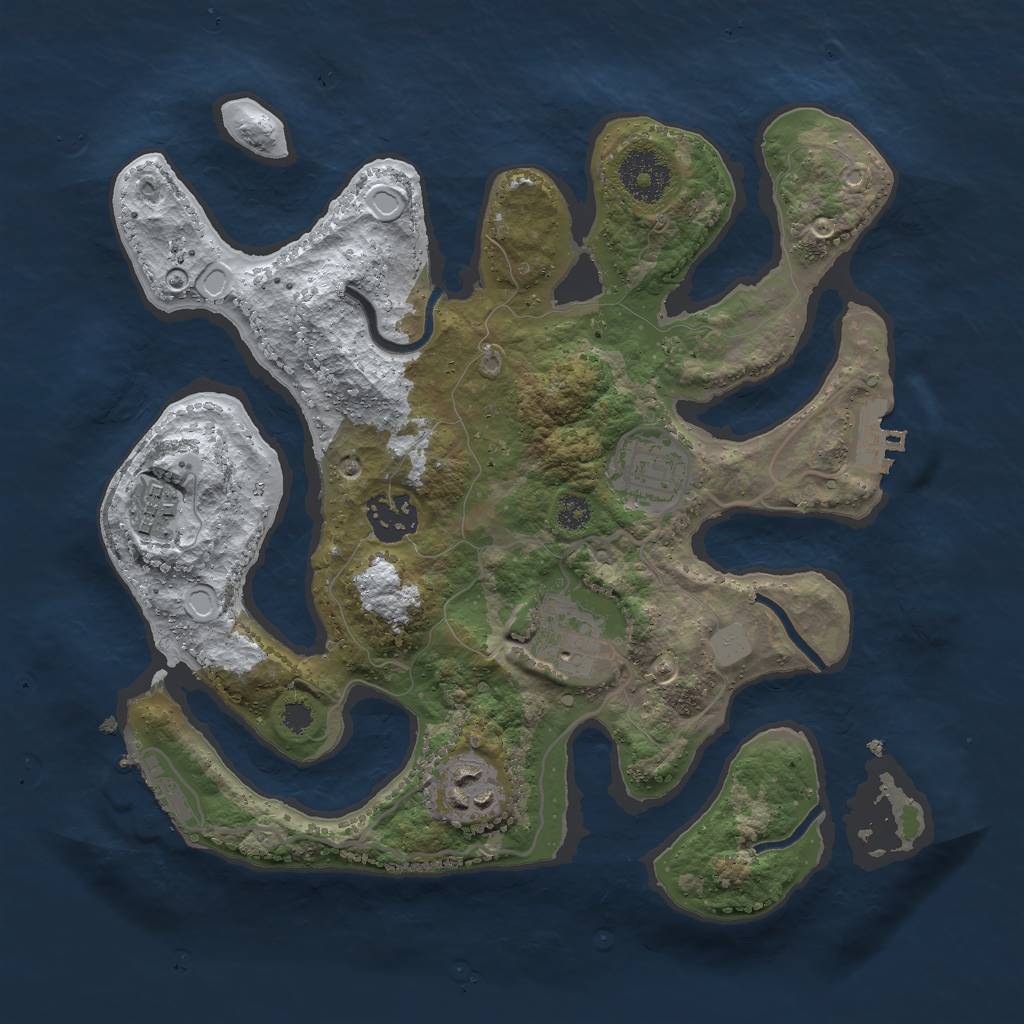 Rust Map: Procedural Map, Size: 3000, Seed: 74935, 12 Monuments