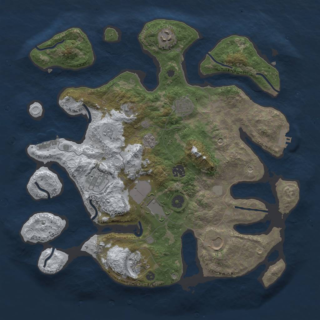 Rust Map: Procedural Map, Size: 3700, Seed: 6031266, 17 Monuments