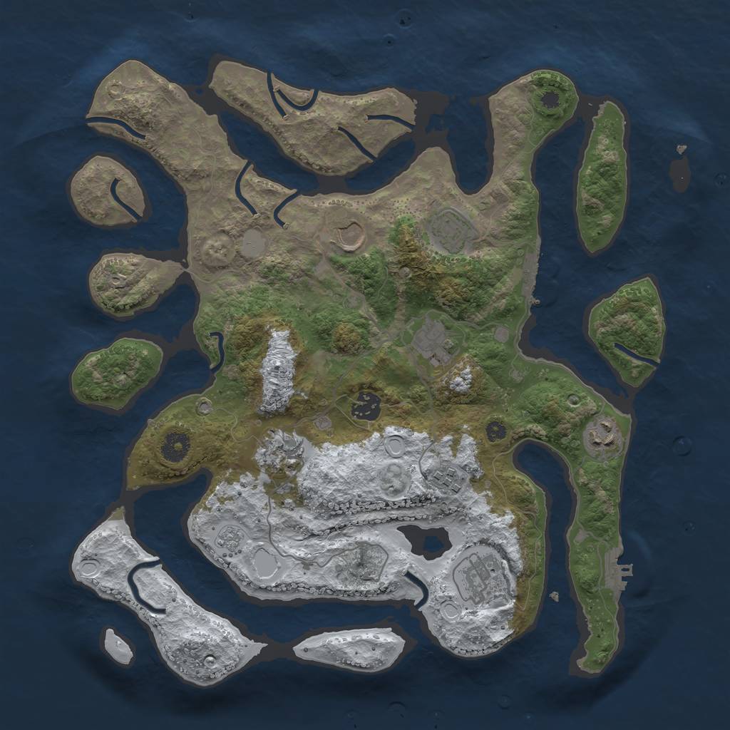 Rust Map: Procedural Map, Size: 3700, Seed: 4879008, 16 Monuments