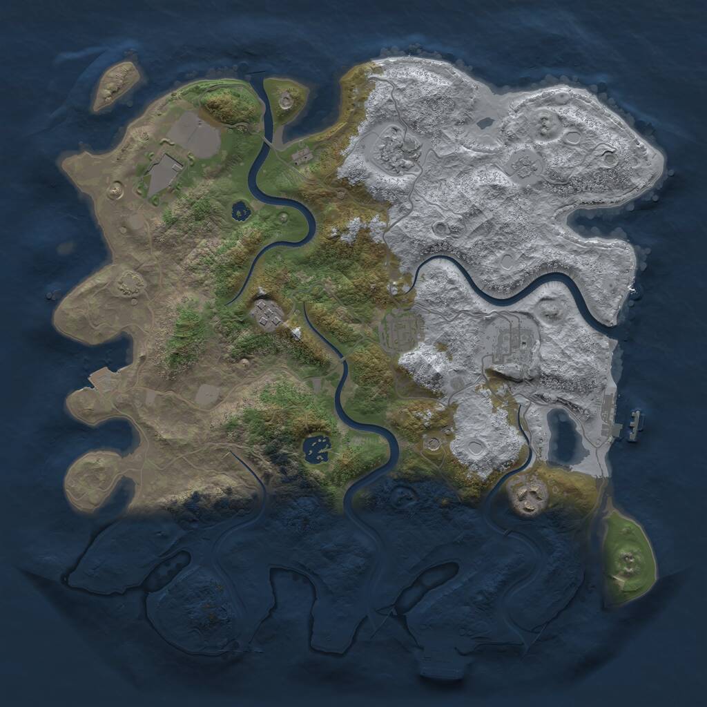 Rust Map: Procedural Map, Size: 3700, Seed: 775764, 13 Monuments