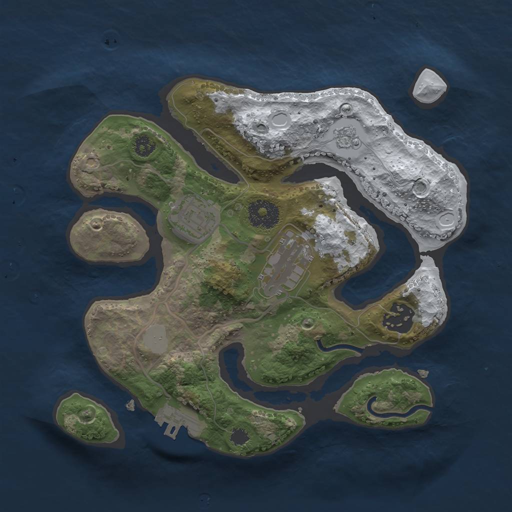 Rust Map: Procedural Map, Size: 2500, Seed: 1036570, 10 Monuments