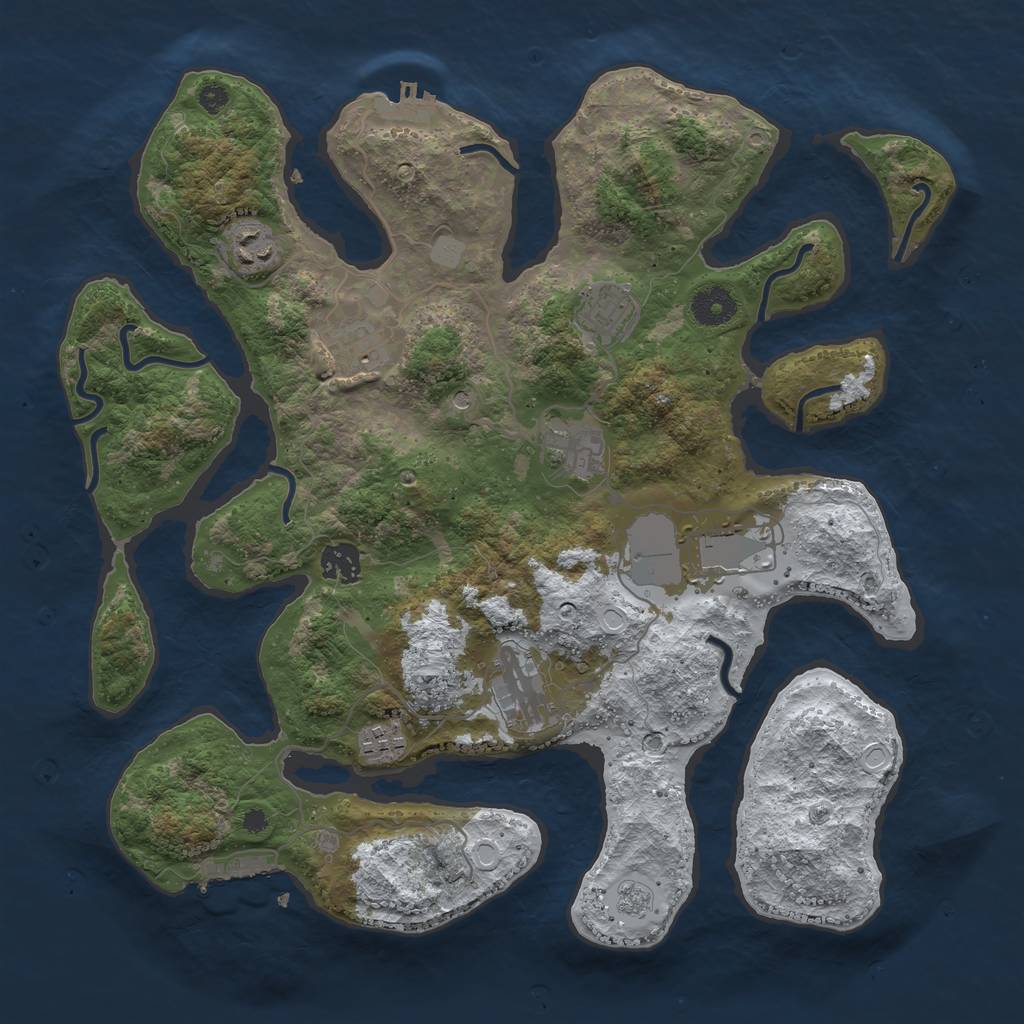 Rust Map: Procedural Map, Size: 3700, Seed: 5920209, 17 Monuments