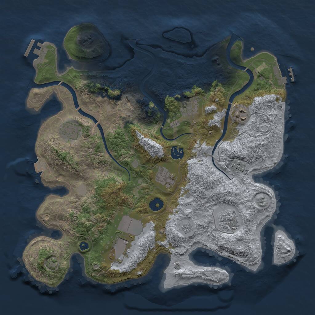 Rust Map: Procedural Map, Size: 3500, Seed: 270893683, 14 Monuments