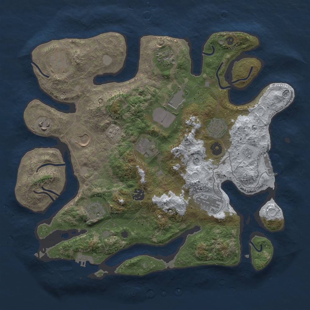 Rust Map: Procedural Map, Size: 3750, Seed: 7889753, 20 Monuments