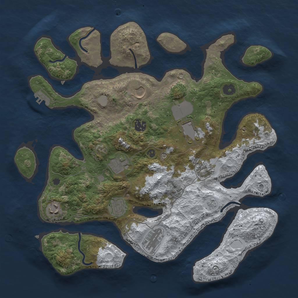 Rust Map: Procedural Map, Size: 3700, Seed: 4445819, 16 Monuments