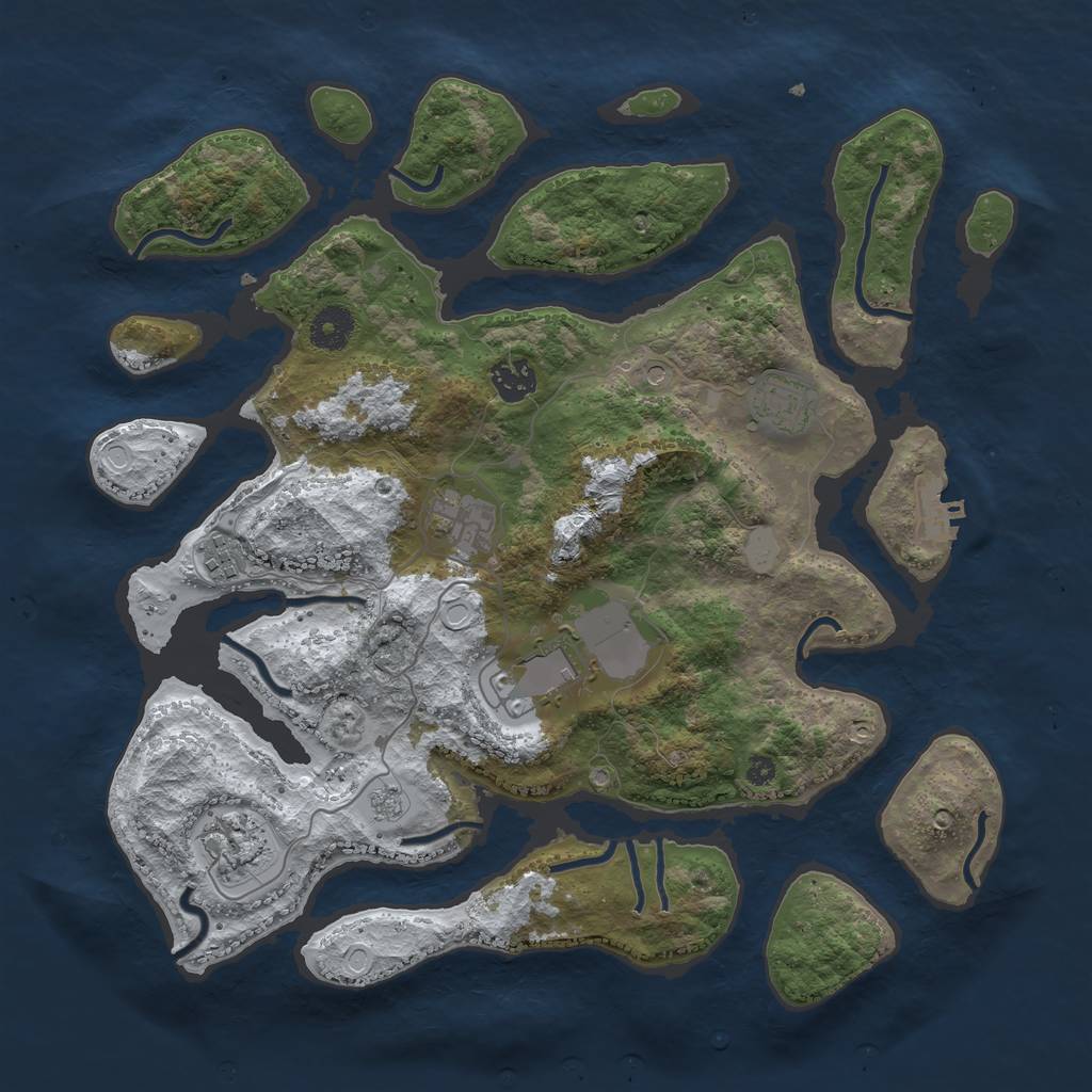 Rust Map: Procedural Map, Size: 3700, Seed: 4205109, 14 Monuments