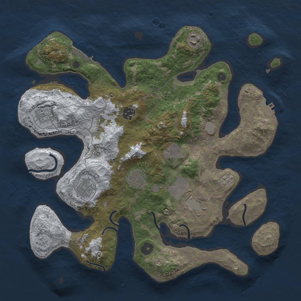 Rust Map: Procedural Map, Size: 3700, Seed: 2924492, 17 Monuments