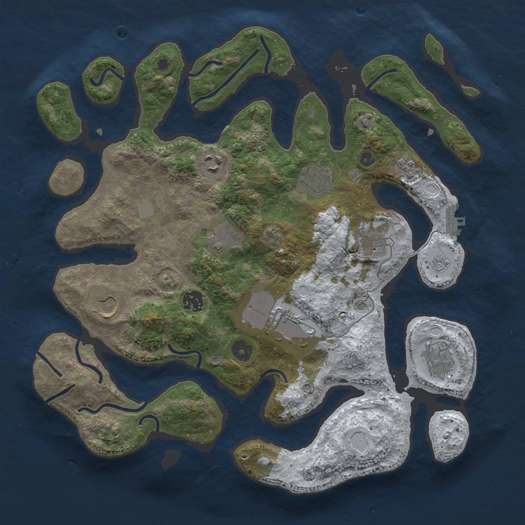 Rust Map: Procedural Map, Size: 3750, Seed: 907217, 17 Monuments