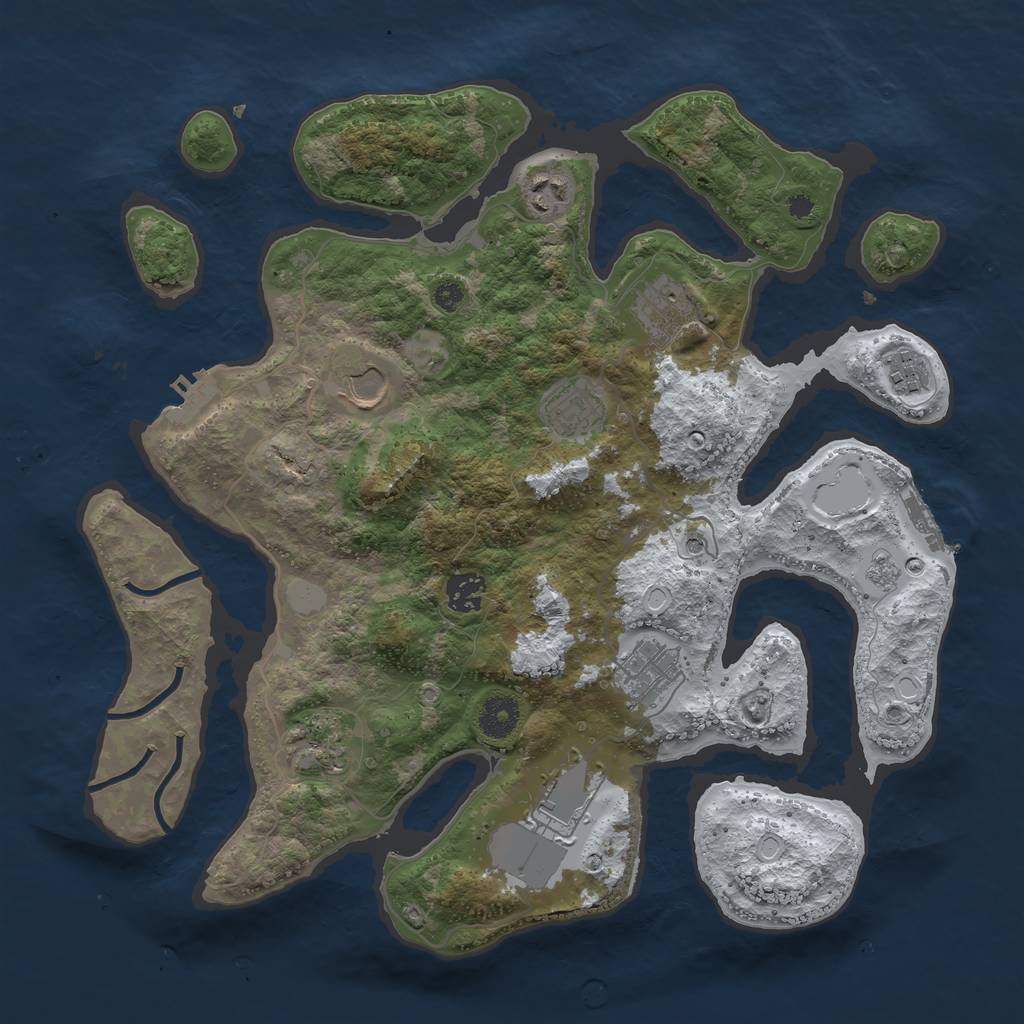 Rust Map: Procedural Map, Size: 3700, Seed: 3594151, 18 Monuments