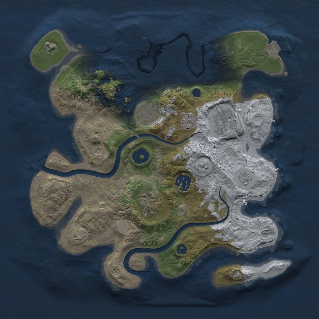 Rust Map: Procedural Map, Size: 3000, Seed: 2438459, 10 Monuments