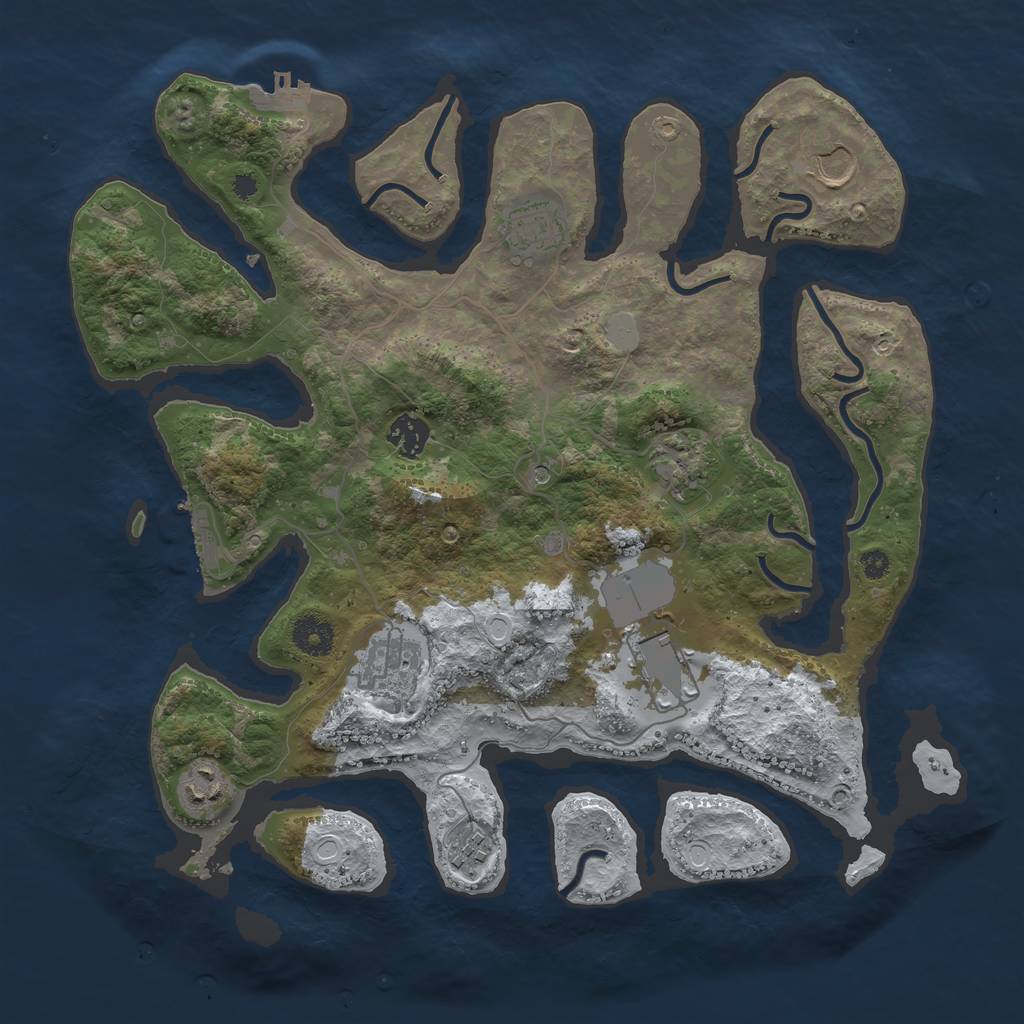 Rust Map: Procedural Map, Size: 3700, Seed: 1478440, 16 Monuments