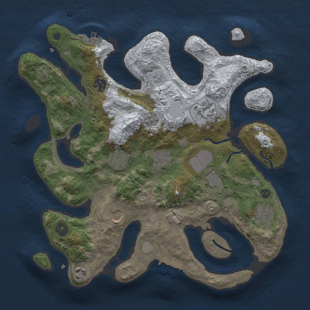 Rust Map: Procedural Map, Size: 3500, Seed: 45002651, 18 Monuments