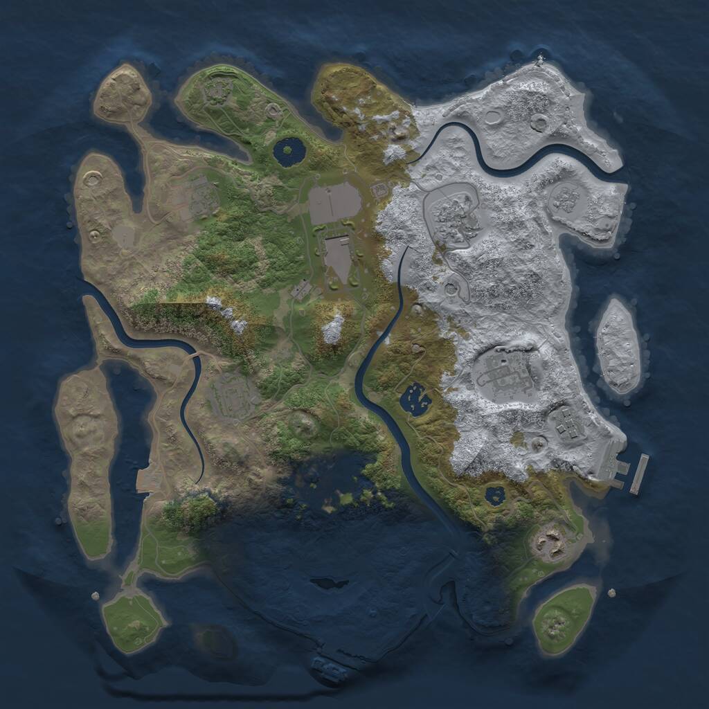 Rust Map: Procedural Map, Size: 3500, Seed: 6078427, 15 Monuments