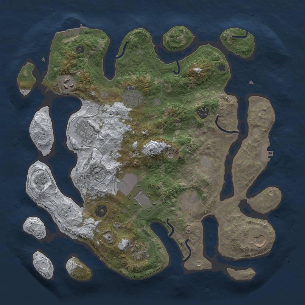 Rust Map: Procedural Map, Size: 3700, Seed: 2331934, 18 Monuments