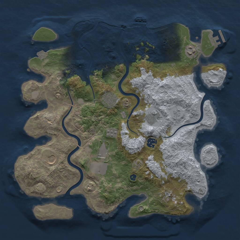 Rust Map: Procedural Map, Size: 3700, Seed: 3003007, 14 Monuments