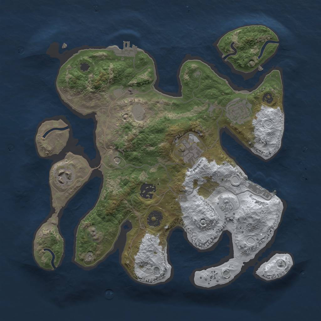 Rust Map: Procedural Map, Size: 3000, Seed: 2438498, 13 Monuments
