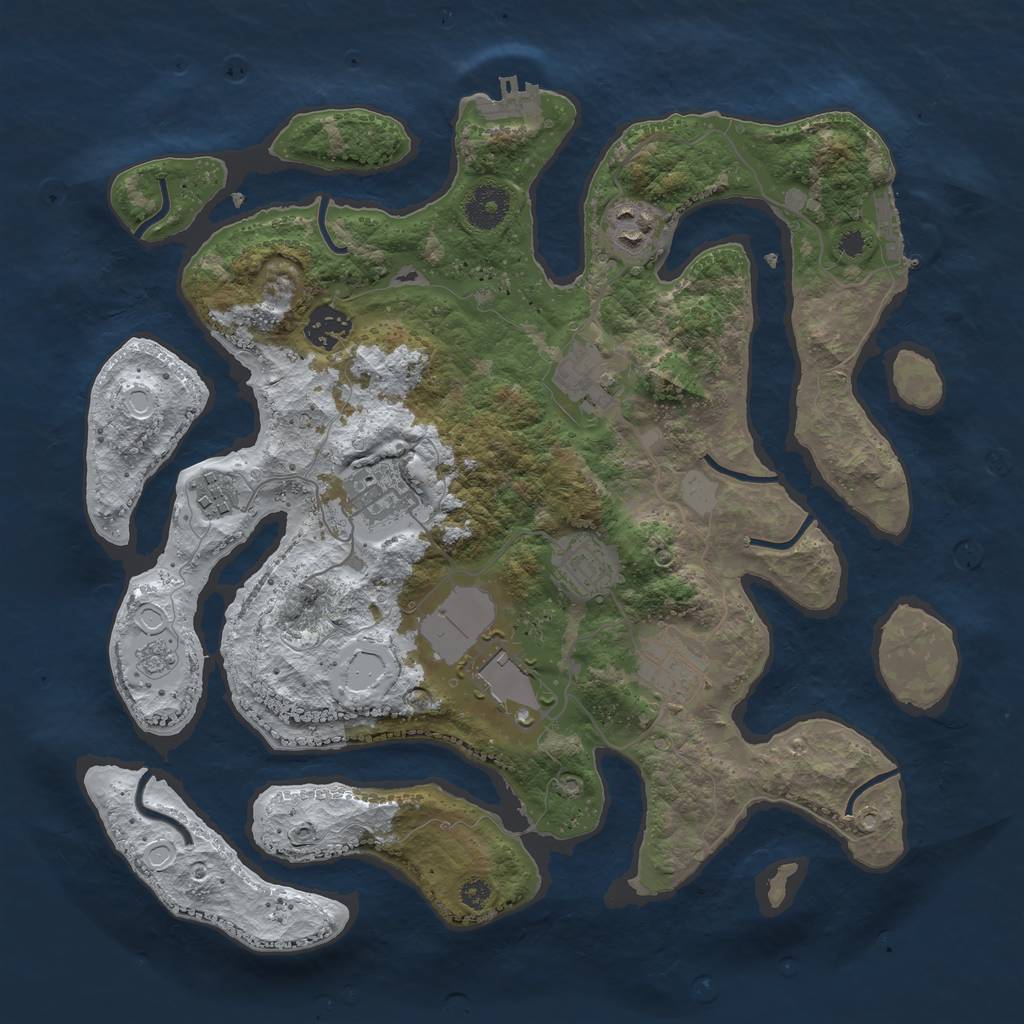Rust Map: Procedural Map, Size: 3500, Seed: 722138, 16 Monuments