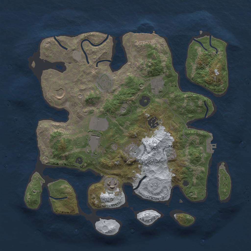 Rust Map: Procedural Map, Size: 3500, Seed: 2776002, 17 Monuments